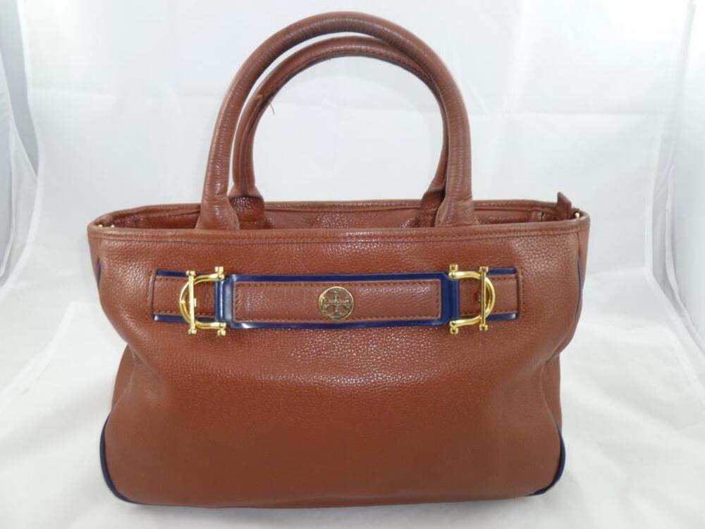 TORY BURCH USED/REPAIR BROWN LEATHER SMALL TOTE/SATCHEL MISSING SHOULDER STRAP